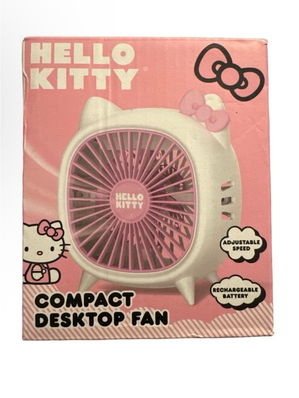 Hello Kitty Mini Desk Fan — Pink & White